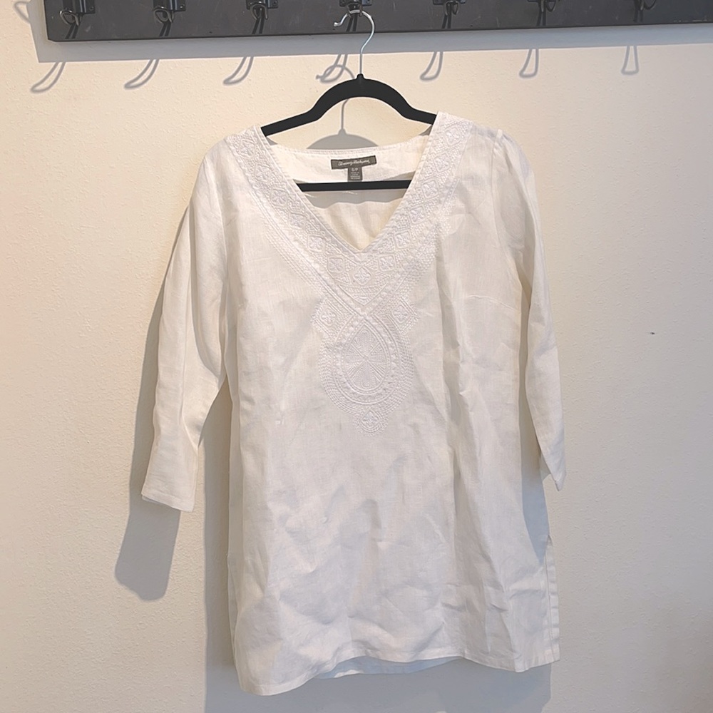 Tommy Bahama Embroidered White Tunic